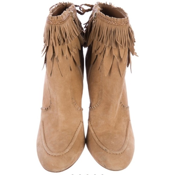 Aquazzura Tiger Lilly Suede Fringe Booties - Picture 3 of 5